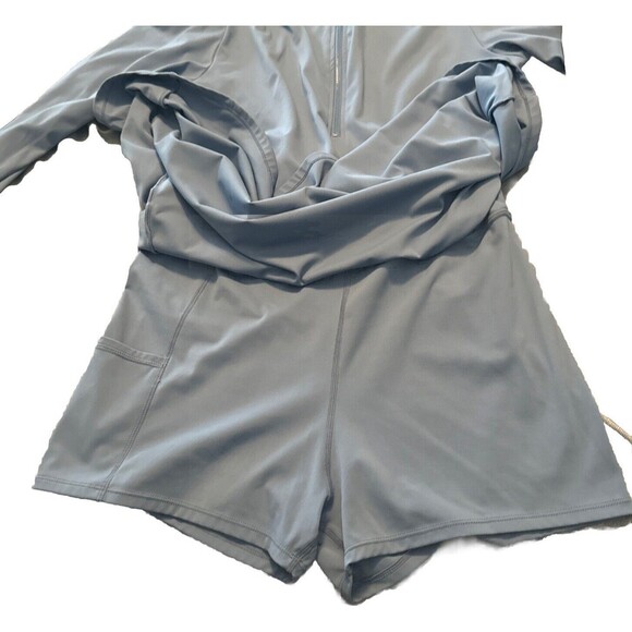 AS Revival BLUE Long Sleeve Athletic Golf Tennis Dress Stretchy Zipper Shorts XL - Picture 7 of 8